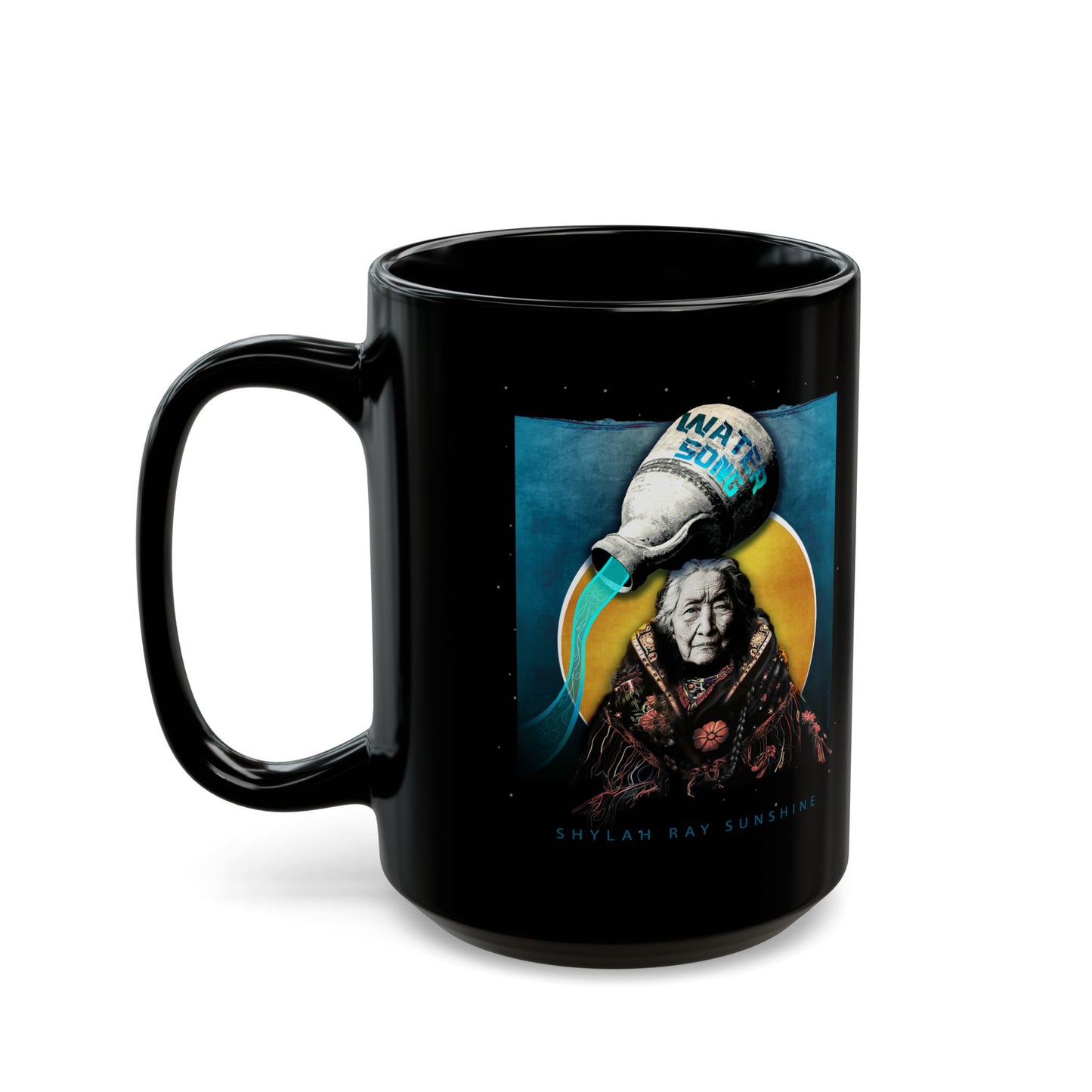 Black Coffee Mug – Water Song Art (15oz)