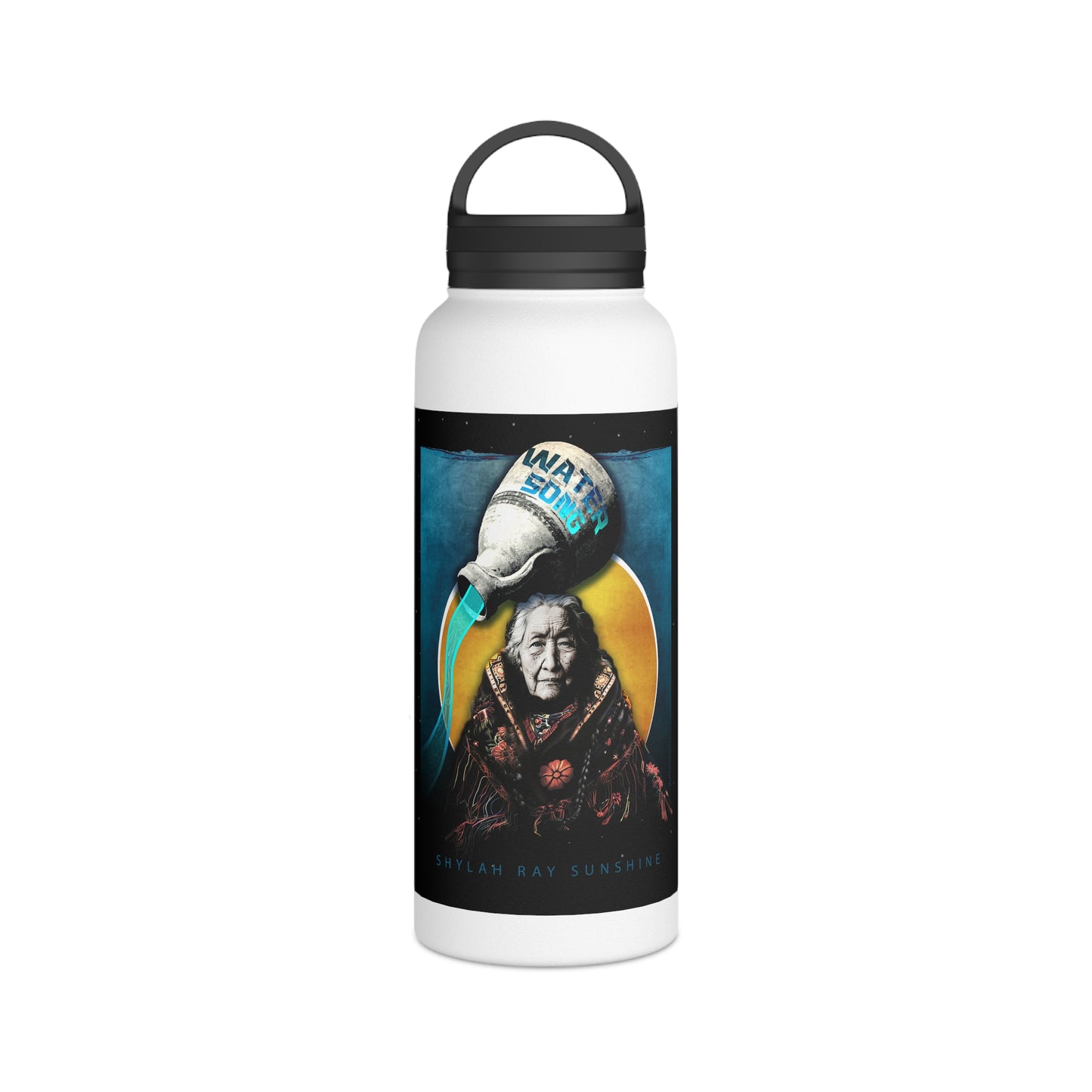 Stainless Water Bottle — Native Elder 'Water Is Life' Design